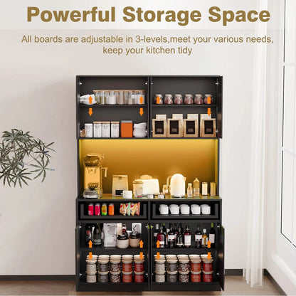 71'' Tall Kitchen Pantry with LED Lights - Loft&Timber