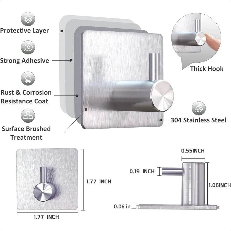 Black Wall Hooks Waterproof Stainless Steel - Loft&Timber