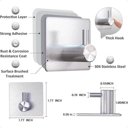 Black Wall Hooks Waterproof Stainless Steel - Loft&Timber