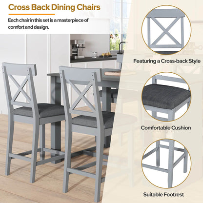 Wood Farmhouse Counter Height Dining Table Set - Loft&Timber