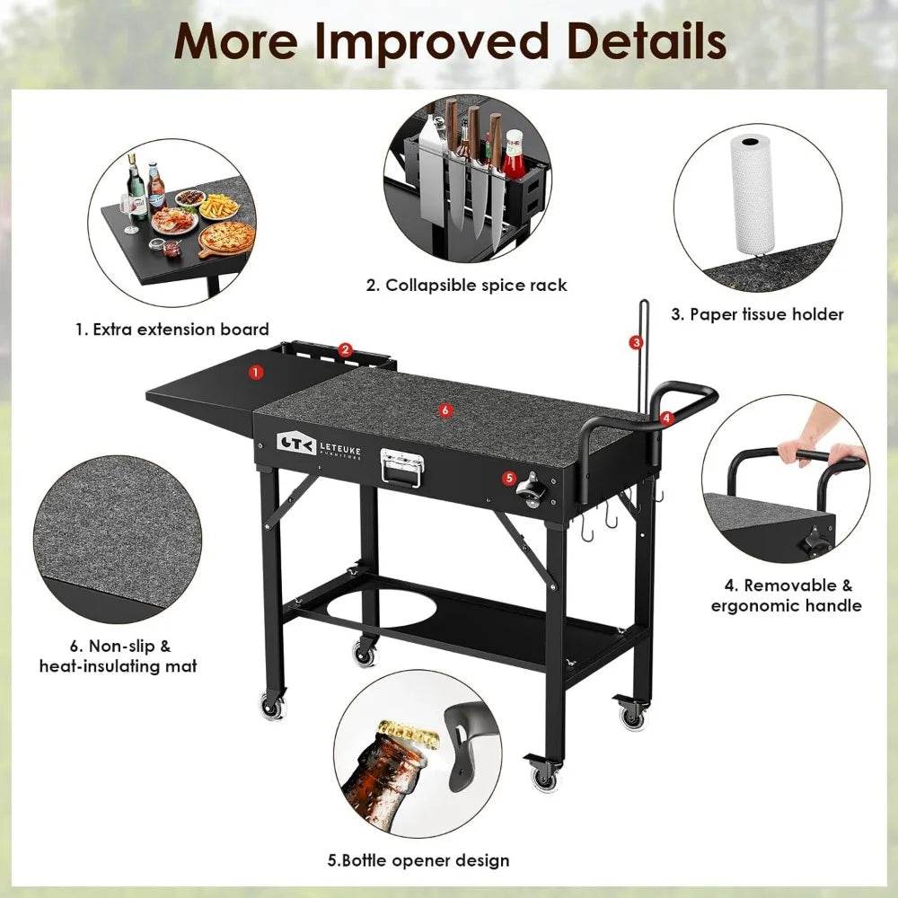 Portable Outdoor Folding Grill Table with Wheels for Blackstone Griddle and Ninja Grills - Loft&Timber
