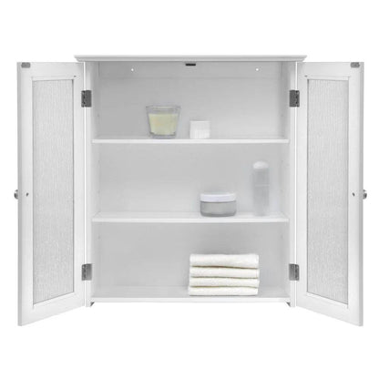 Removable Wall Cabinet with Adjustable Shelves Water-Textured Glass Doors - Loft&Timber