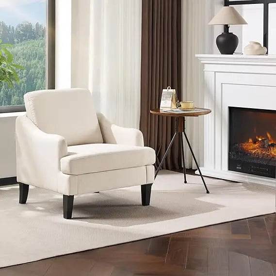 Linen Fabric Accent Chair Grey - Loft&Timber