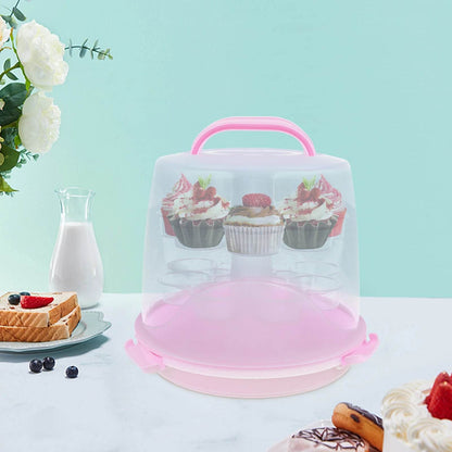 3-Tiers Multifunctional Pink Cupcake Carrier with 8 Cupcakes Capacity - Loft&Timber