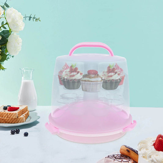 3-Tiers Multifunctional Pink Cupcake Carrier with 8 Cupcakes Capacity - Loft&Timber