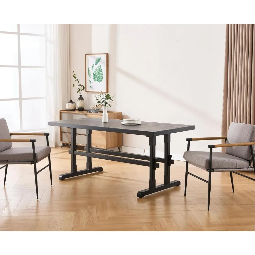 Solid Wood Dining Table for 4-6 People, 70" Large Kitchen Table - Loft&Timber