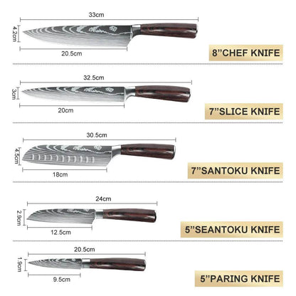 5/8pcs/10pcs Kitchen Knives Japanese Stainless Steel - Loft&Timber