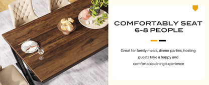 Rectangular Dining Table for 6-8, 78" Large Farmhouse Dinner Table - Loft&Timber