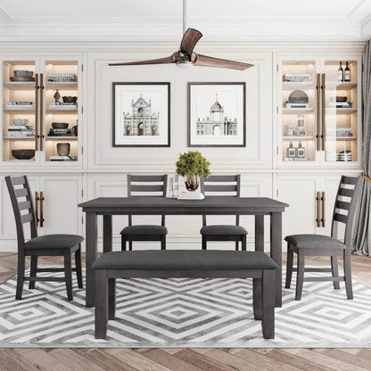 Wood 6-Piece Dining Table Set - Loft&Timber