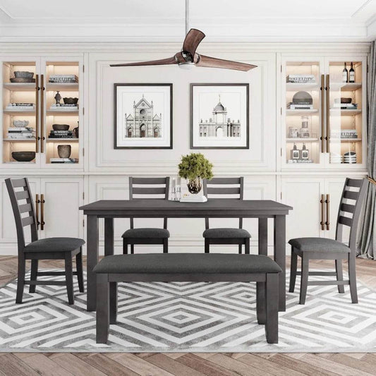 Wood 6-Piece Dining Table Set - Loft&Timber