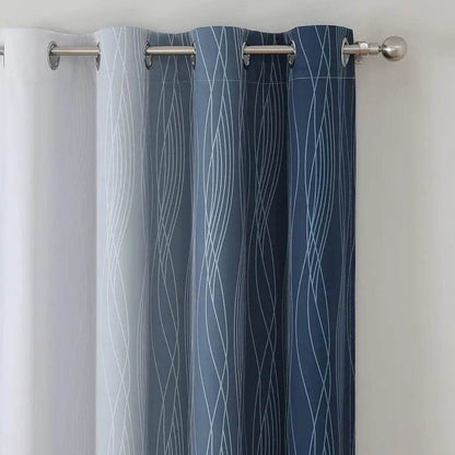 Blue and Grayish White Blackout Curtains 84 Inches Long - Loft&Timber