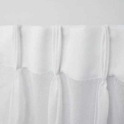 Penny Sheer Embellished Stripe Grommet Top Curtain Panel Pair, 108" Length, Winter White