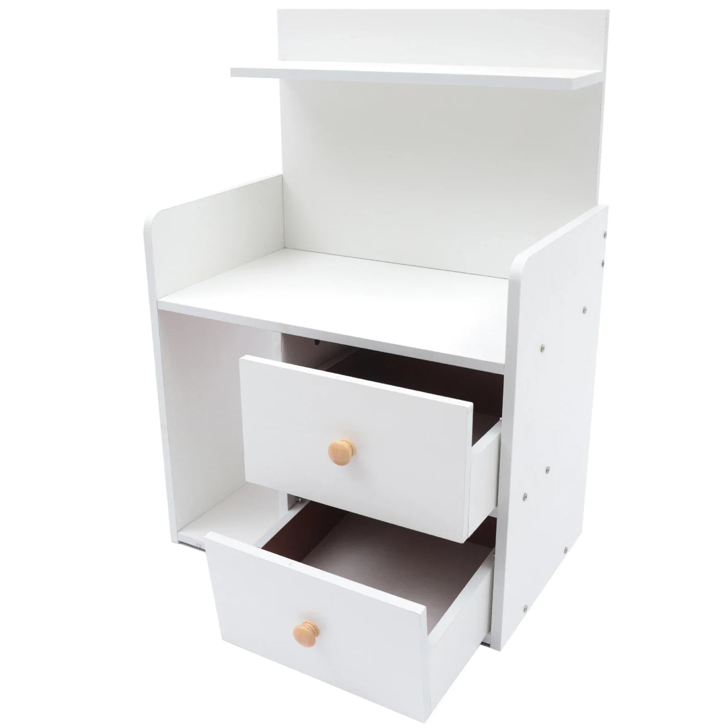 Bymaocar Warm White Nightstand with 2 Drawers, 16.9x10.2x23.6In Compact Bedside Table, Versatile Vanity Dresser for Living Room