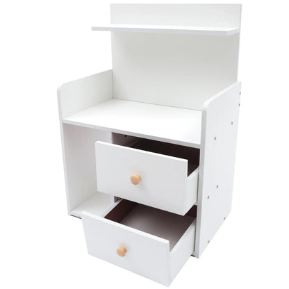 Bymaocar Warm White Nightstand with 2 Drawers, 16.9x10.2x23.6In Compact Bedside Table, Versatile Vanity Dresser for Living Room