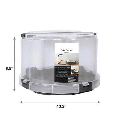 Round Plastic Cake and Cupcake Holder with Gray Handle - Loft&Timber