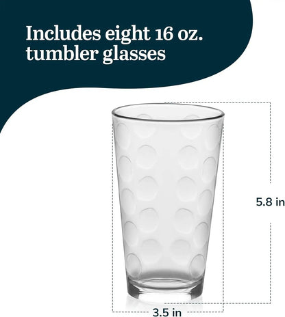 Reno Patterned Tumbler Glasses, 16-ounce, Set of 8 - Loft&Timber