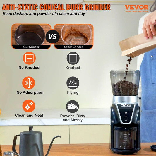 VEVOR 40MM Conical Burr Coffe Bean Electric Grinder - Loft&Timber