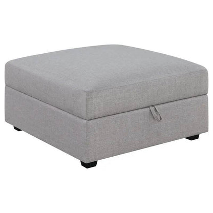 Gray Square Upholstered Storage Ottoman with Modern Design - Loft&Timber