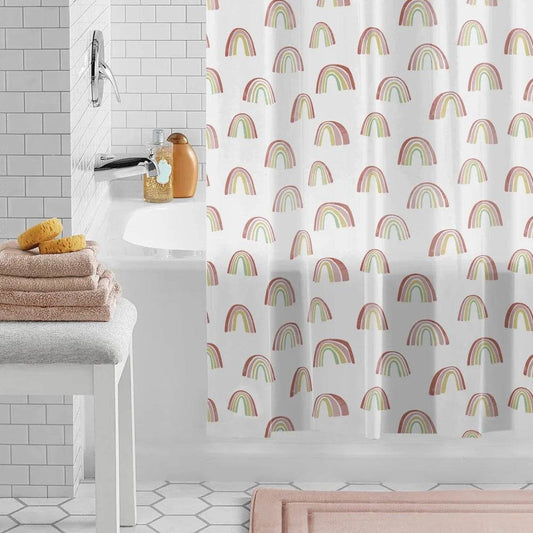 Eco-Friendly Waterproof Rainbow PEVA Shower Curtain Set with 12 Hooks - Loft&Timber