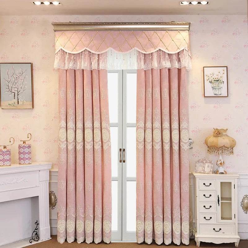2pcs Embroidered curtain fabric Luxurious embroidered chenille curtain, without valance - Loft&Timber