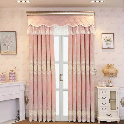 2pcs Embroidered curtain fabric Luxurious embroidered chenille curtain, without valance - Loft&Timber