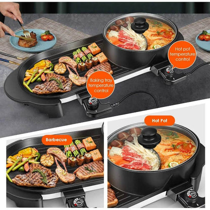 Indoor Electric Hot Pot and Korean Grill Combo with Divider - Loft&Timber