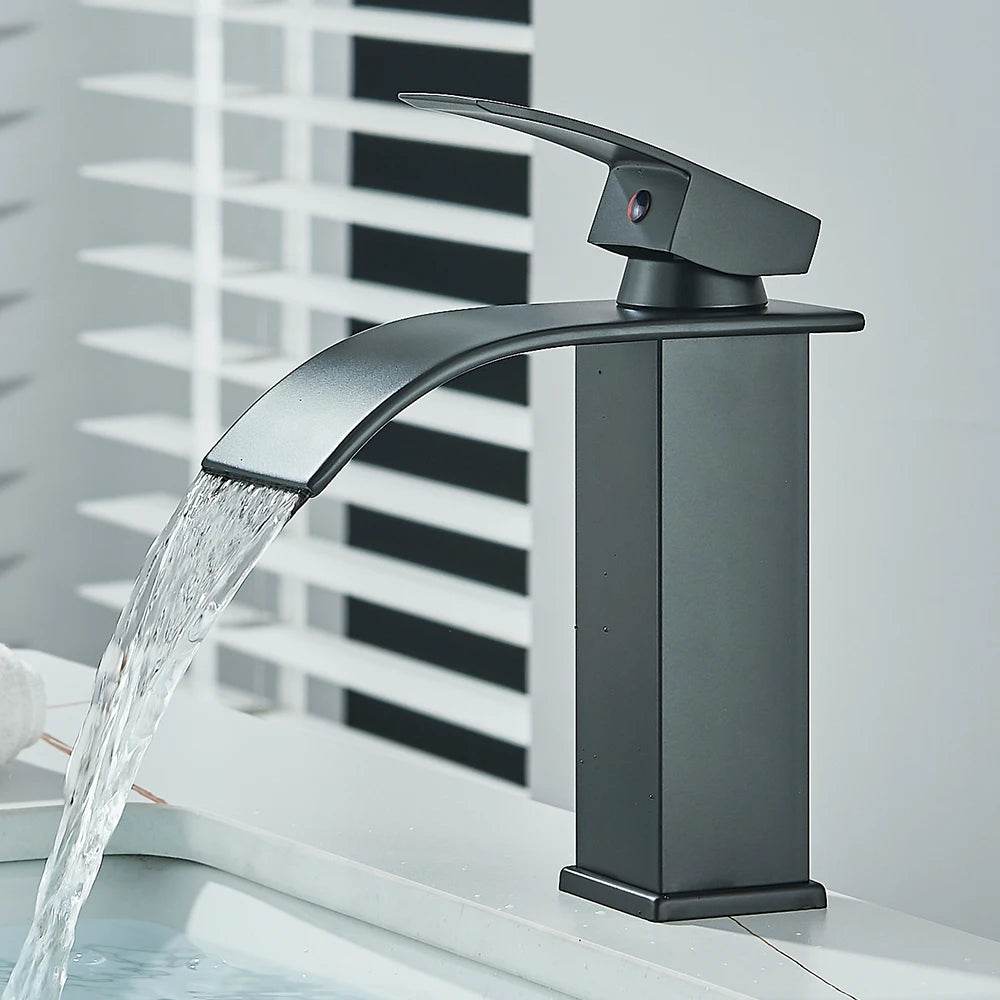 Quyanre Matte Black Waterfall Basin Faucet - Loft&Timber