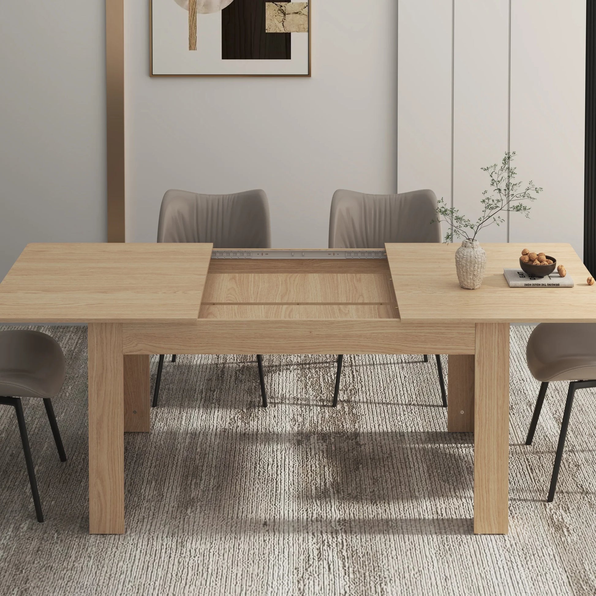 35" Extendable Wooden Dining Table - Loft&Timber