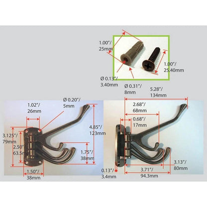 Triple Utility Swivel Hook Metal Wall Mount - Loft&Timber
