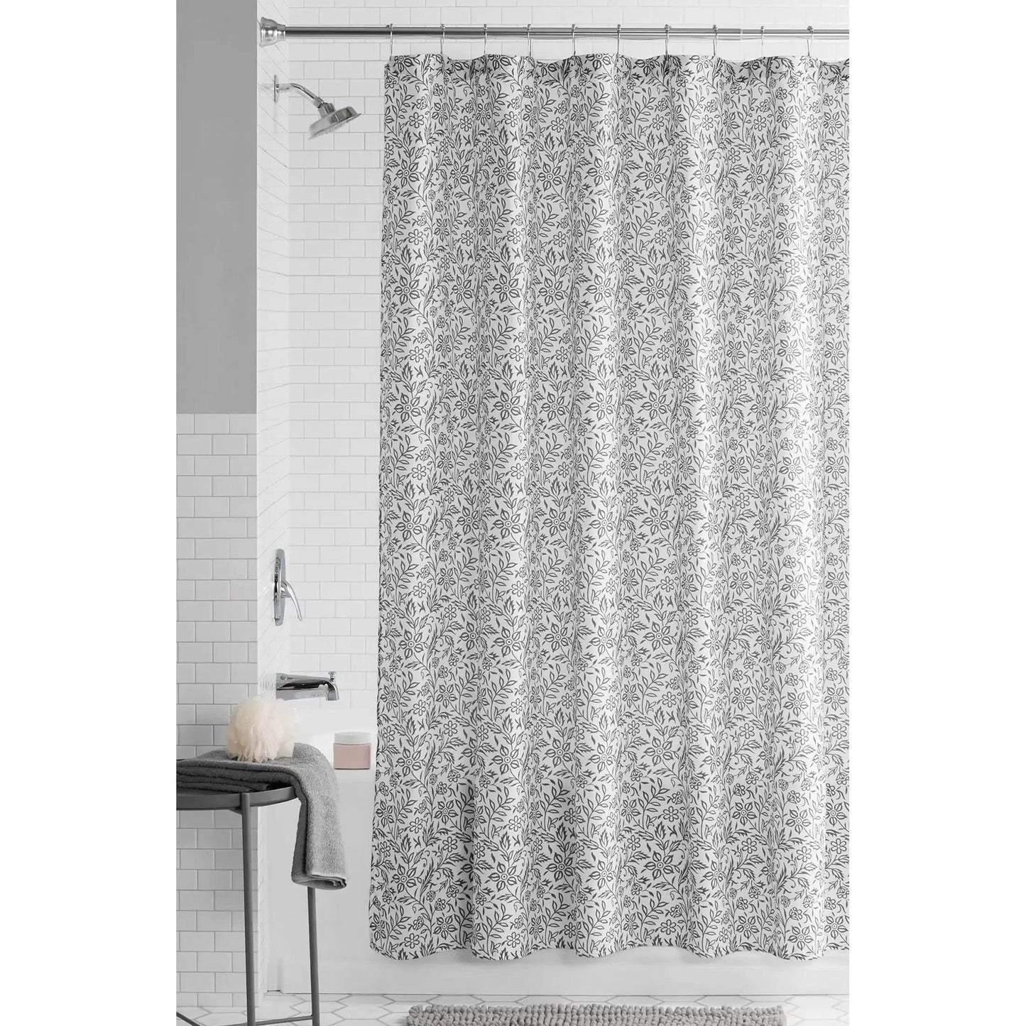 Botanical print shower curtain, machine washable - Loft&Timber