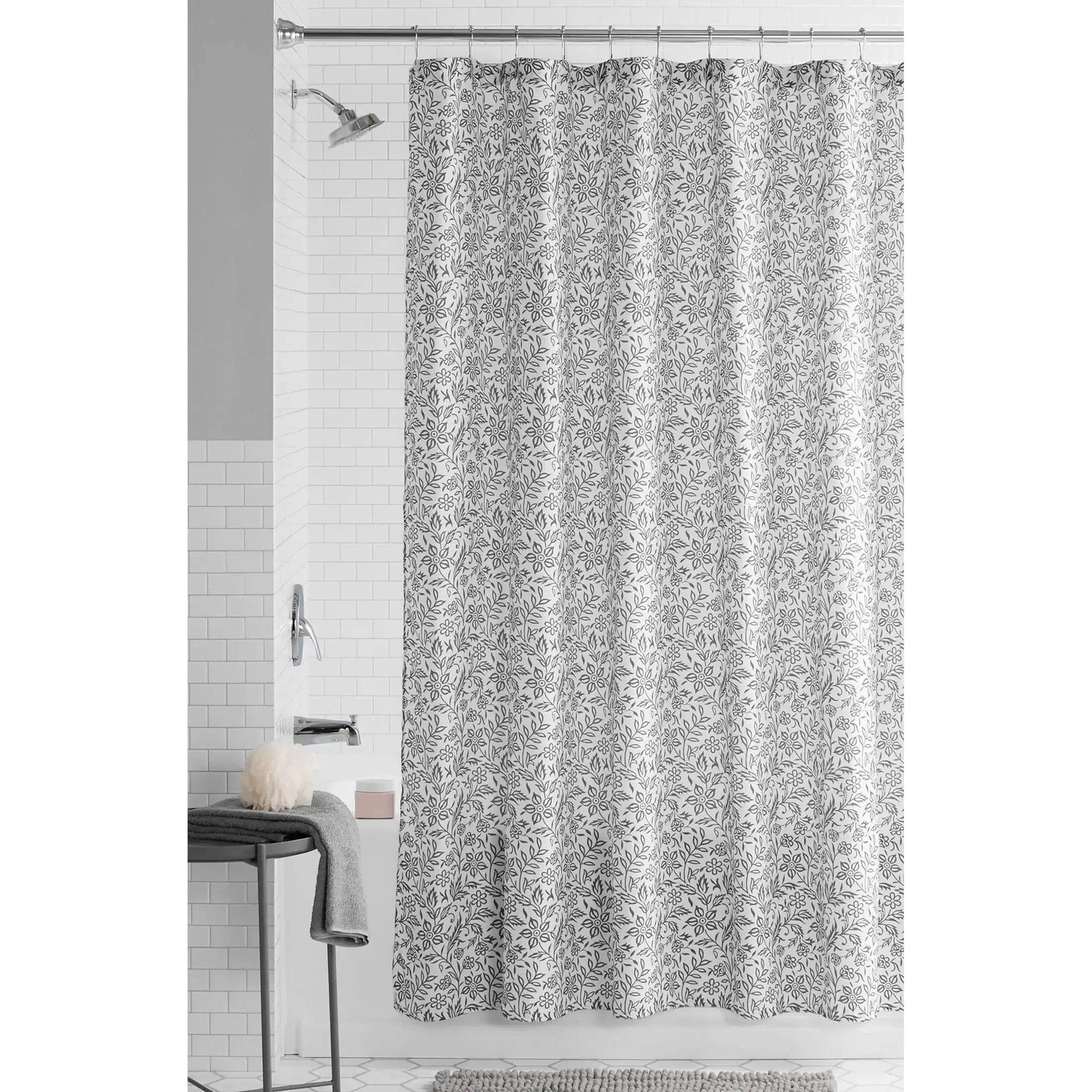 Botanical print shower curtain, machine washable - Loft&Timber
