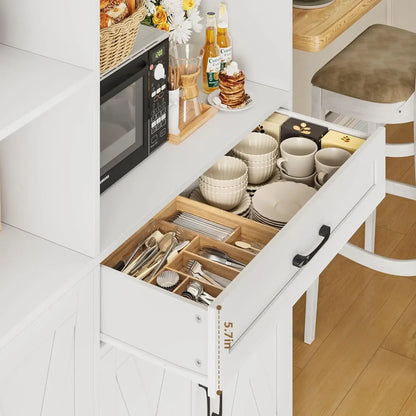 71" Tall Kitchen Pantry Storage Cabinet with Barn Doors Kitch - Loft&Timber