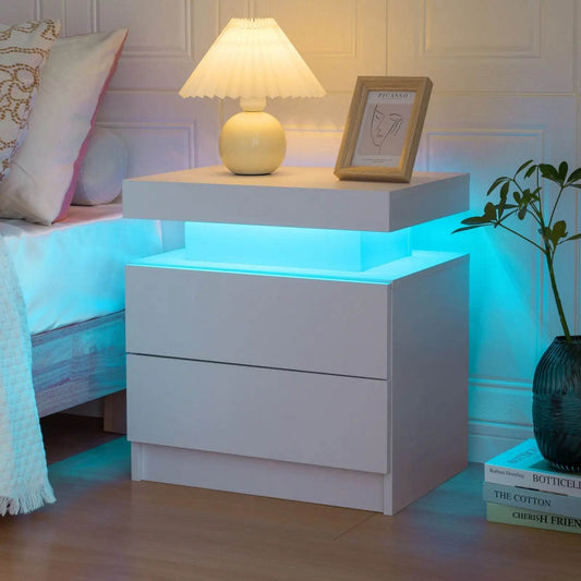 Cubehom LED Nightstands with 2 Drawers - Loft&Timber