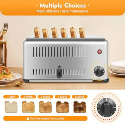 6Slice Commercial Toaster with 5 Adjustable Bread Shade Settings
