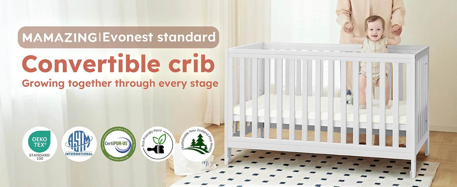 11-In-1 Convertible Mini Cradle to Full Size Crib - Loft&Timber