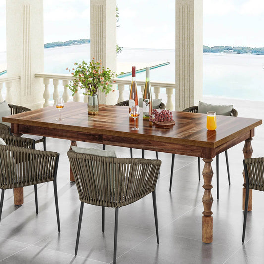 Tribesigns 62” Wood Patio Table for 4-6 People - Loft&Timber