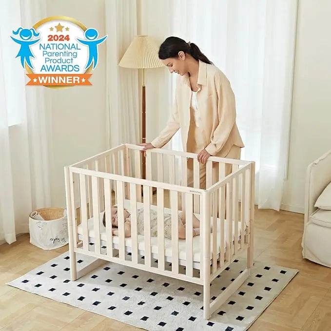 6-in-1 Mini Crib with Removable Wheels & Mattress - Loft&Timber