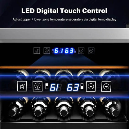 33 Bottle Wine Fridge, Dual Zone Wine and Beverage Refrigerator with Independent Temp & LED Control Panel - Loft&Timber