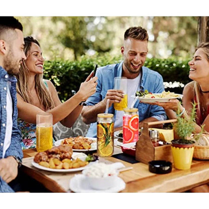 20 Oz Drinking Glasses with Bamboo Lids and Glass Straw 6 Pcs Set - Loft&Timber