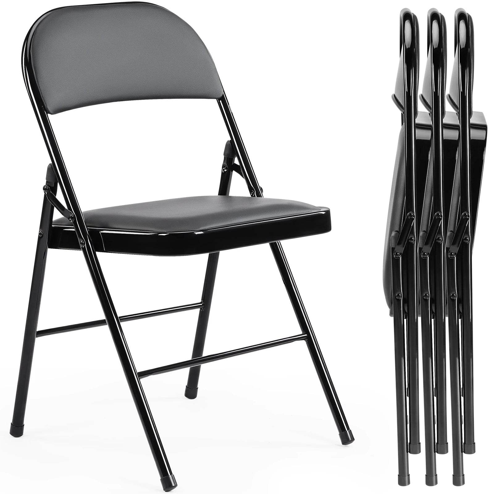 JHK Leather Padded Folding Chair 4 Pack - Loft&Timber
