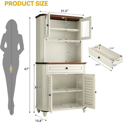 67" Kitchen Pantry Storage Cabinet - Loft&Timber