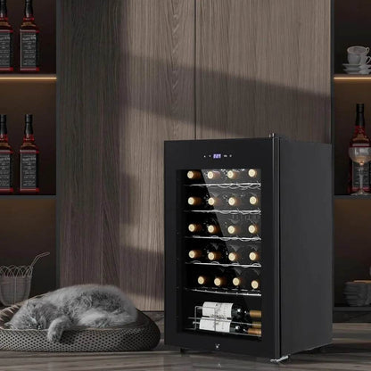 24 Bottle Built-In Wine Cooler Refrigerator with Glass Door - Digital Temperature Control 40°F-65°F