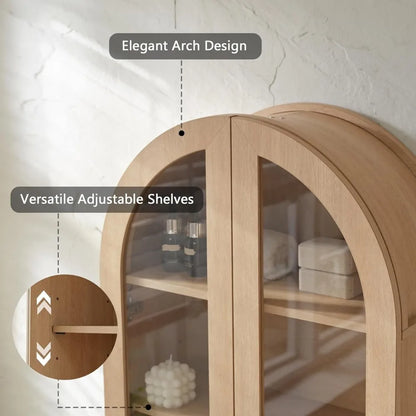Arched wall-mounted bathroom cabinet with glass doors, 23.5" x 31.4" over-the-toilet storage