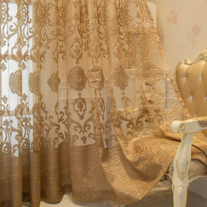 Modern Minimalist Jacquard Golden Sheer Curtains - Loft&Timber