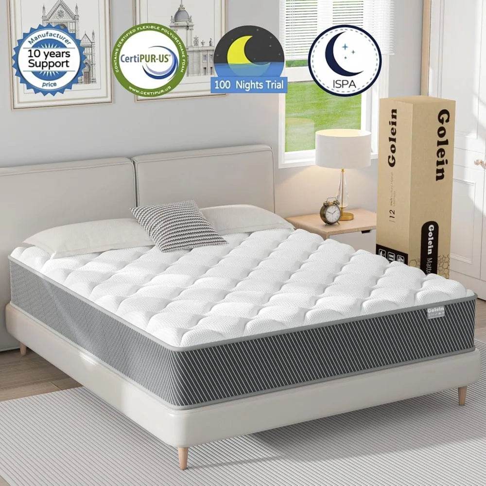 Queen Mattress, 12 Inch Hybrid Mattress in a Box, Colchones - Loft&Timber