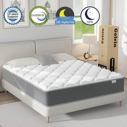 Queen Mattress, 12 Inch Hybrid Mattress in a Box, Colchones - Loft&Timber