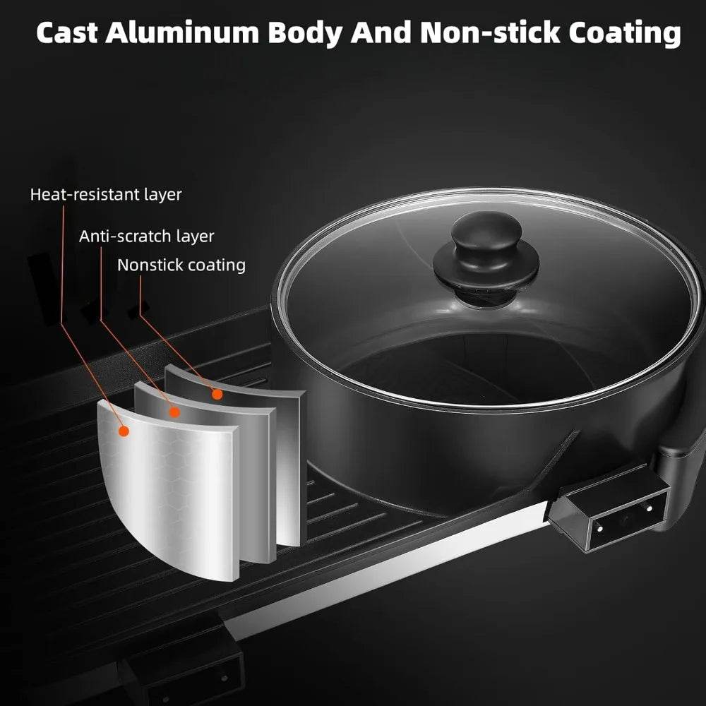 Indoor Electric Hot Pot and Korean Grill Combo with Divider - Loft&Timber