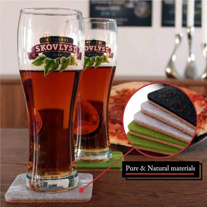 Classic Felt Coasters for Drinks - Set of 8: Cork - Loft&Timber