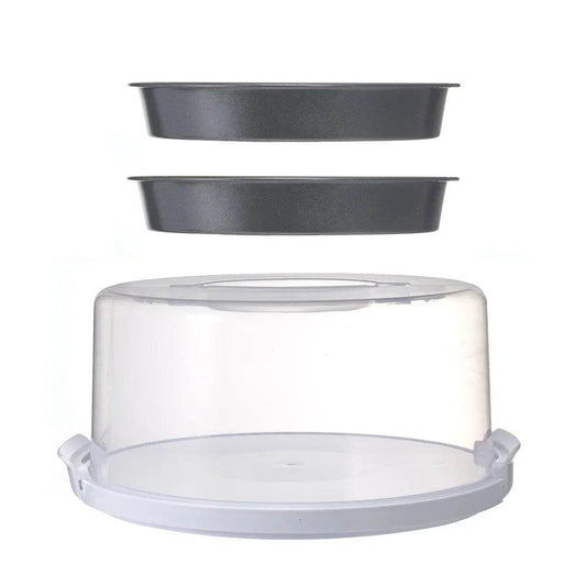 12 Inch Clear Cake Carrier with 2 Pack 9 Inch Round Non-Stick Carbon Steel Baking Pans - Loft&Timber