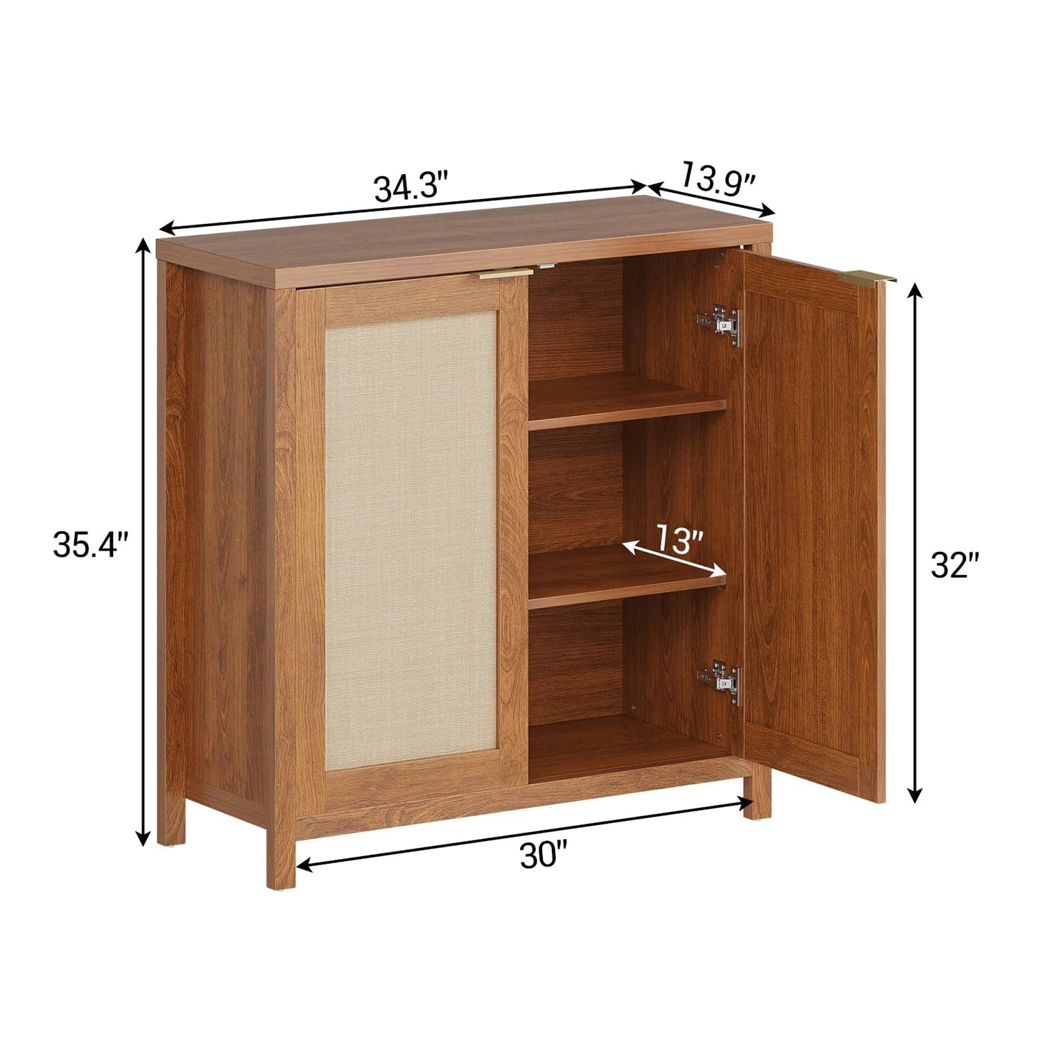 34" Rattan Sideboard Buffet Cabinet - Loft&Timber